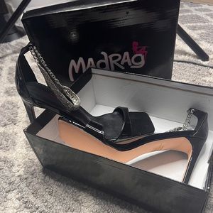 Darren Black Heel Silver Rhinestone Ankle Strap